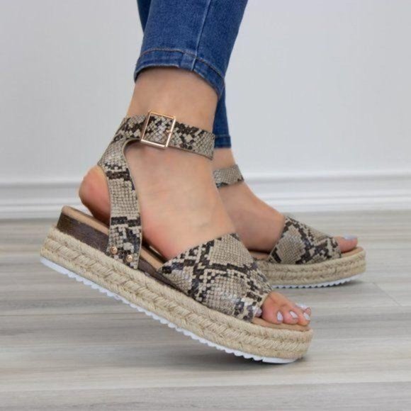 Shoes - Python Snake Espadrille Platform Comfort Sandal